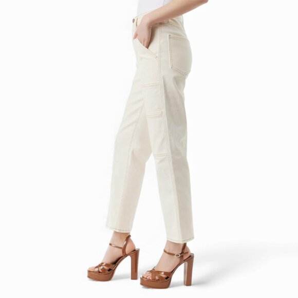 Jessica Simpson Slim Straight Cargo Ankle Jeans Size 26 Trouser High Rise Ecru - Picture 11 of 12